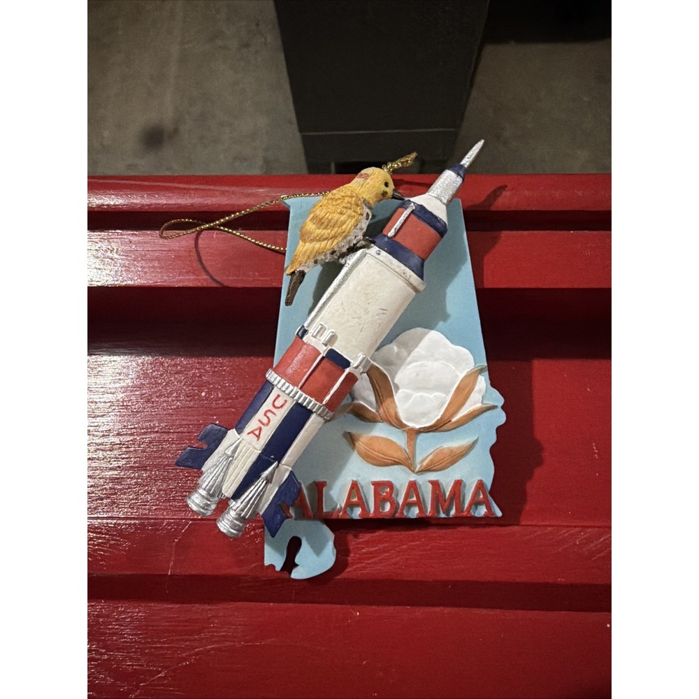 Roman Inc Alabama State Christmas Ornament Rocket Yellowhammer Cotton 5 Inch